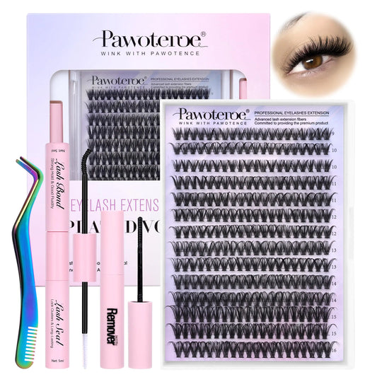 Pawotence Lash Extension Kit DIY 280pcs Individual Lash Clusters Kit