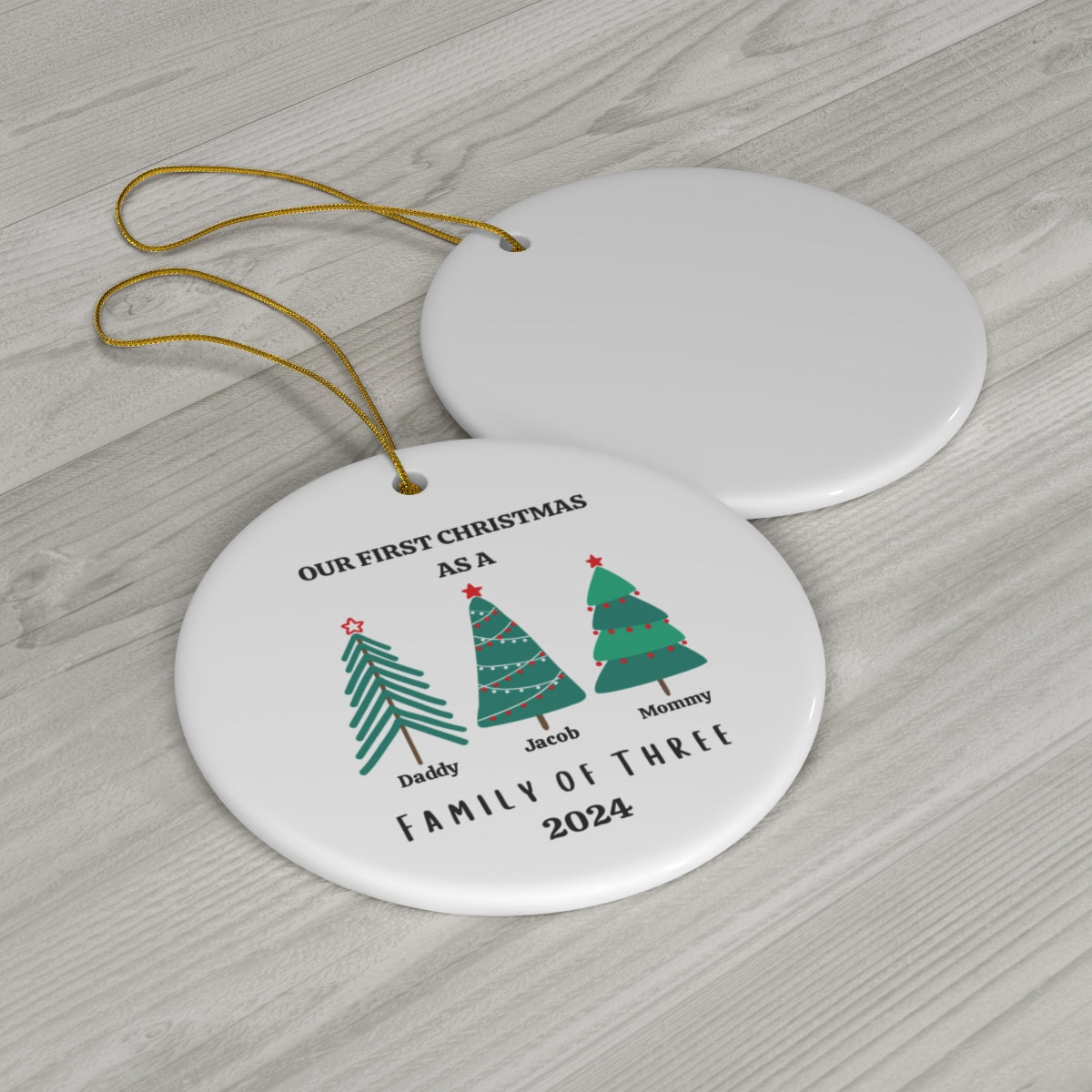 Personalized First Christmas Family of 3