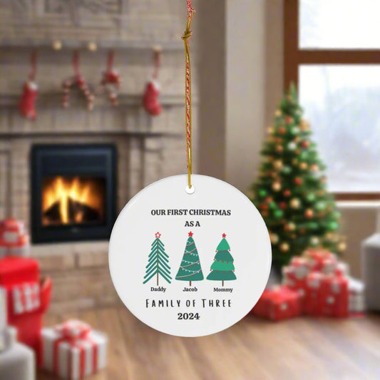 Personalized First Christmas Family of 3