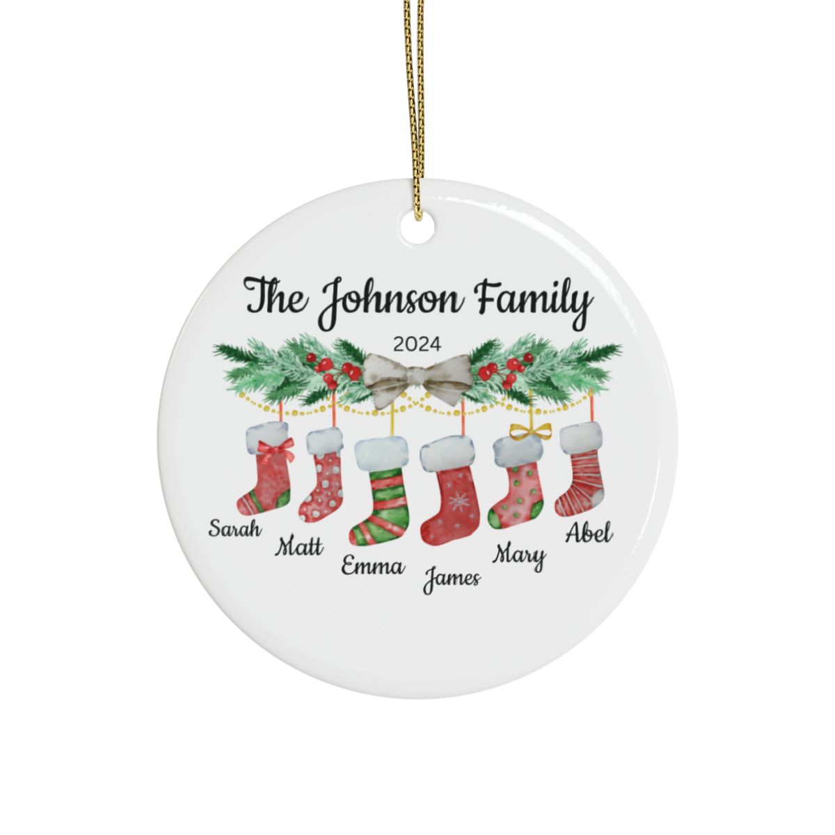 Personalized 6 Name Family Ornament