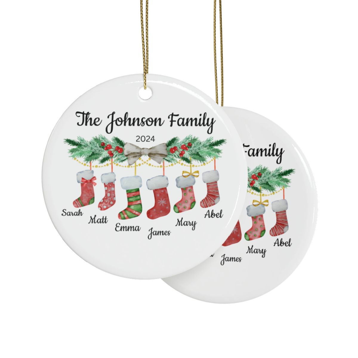 Personalized 6 Name Family Ornament